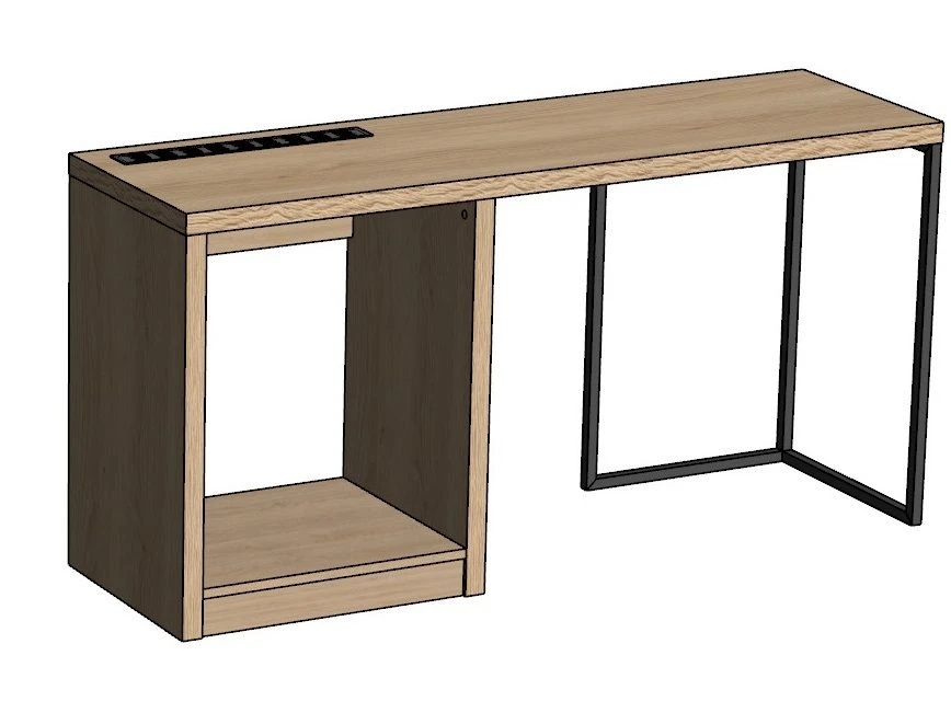 Metal Frame Desk with Mini-Bar Cabinet Left - A4.1L