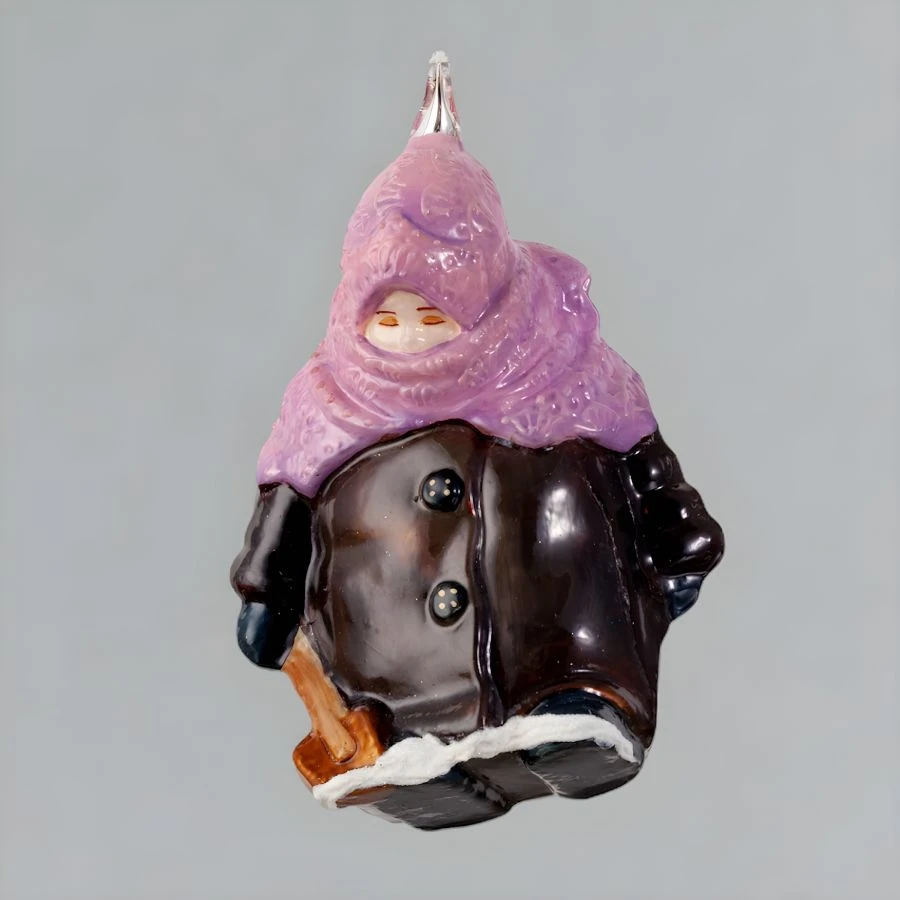 زينة عيد الميلاد الزجاجية "فتاة مع مجرفة