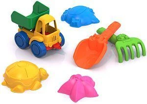 Sand Play Set #41 (Sea Molds, Nordic Dump Truck, Rake, Shovel)