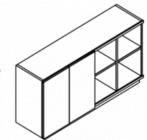 Wooden Document Cabinet with Sliding Doors