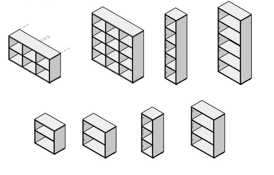 Wooden Office Shelf - "Rio Base" Furniture Set