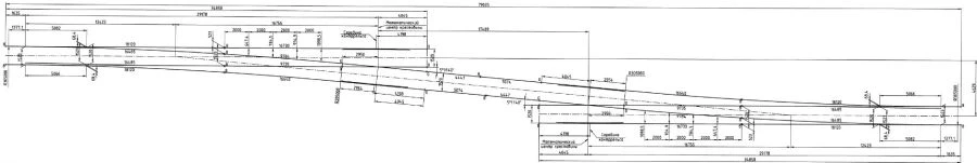 Single Turnout Type P65 Model 1/11 for Rail Transition