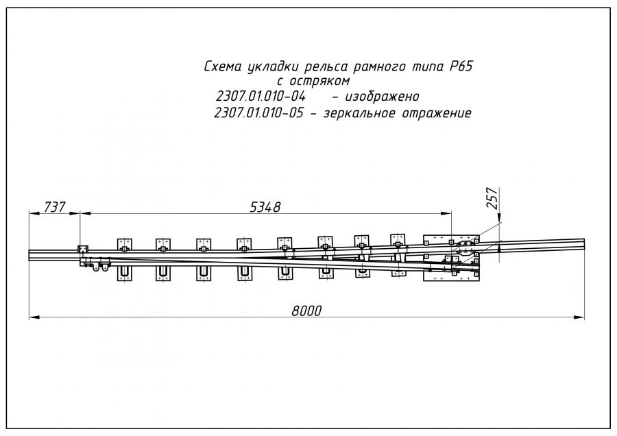 Rigid Rail with Frog Type R65 Model 1/6 (Project 2307.01.010-04/05)