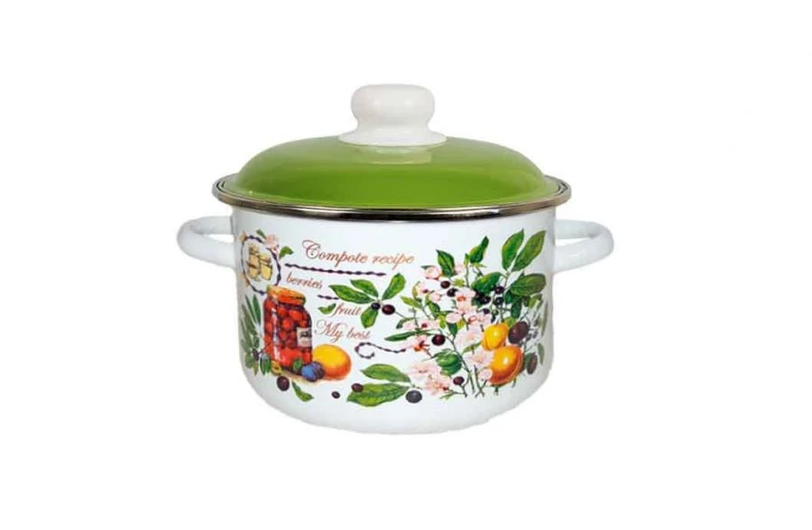 Deep Cylindrical Enamelled Steel Pot, 2-5.5L