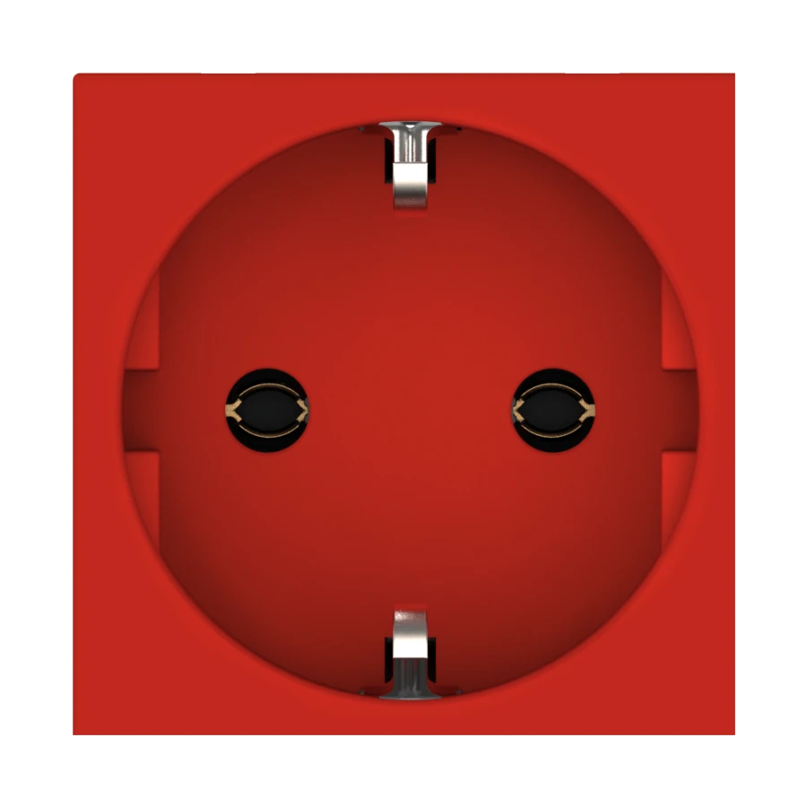 Caduceus Aling Hide Modular Power Socket with Grounding, 16A, 250V, Red, Art. 2311.4