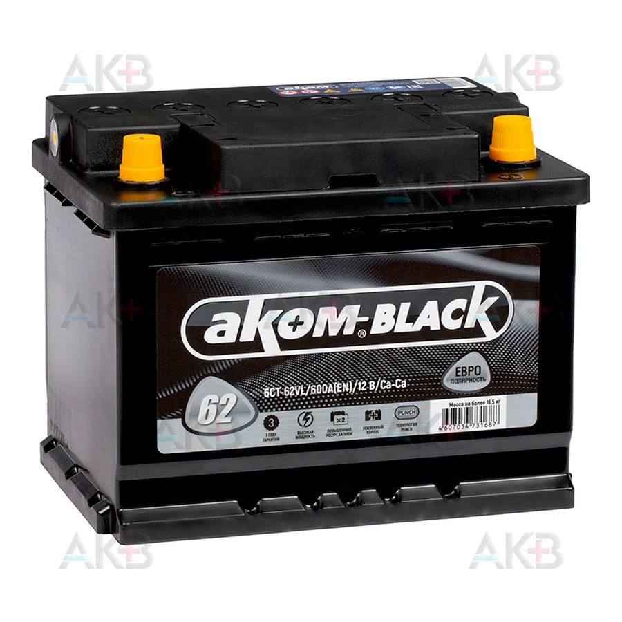 ACOM BLACK Euro 6ST-62VL 12V Starter Battery