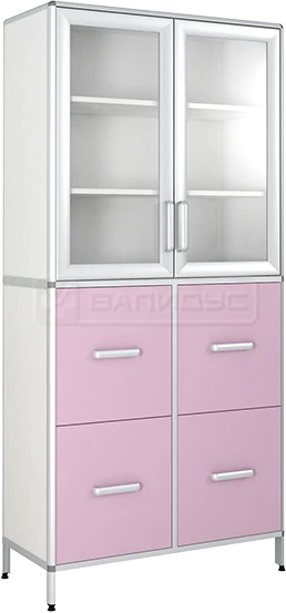 Two-Door Wardrobe with Glass Doors and Drawers - ShK-13KN