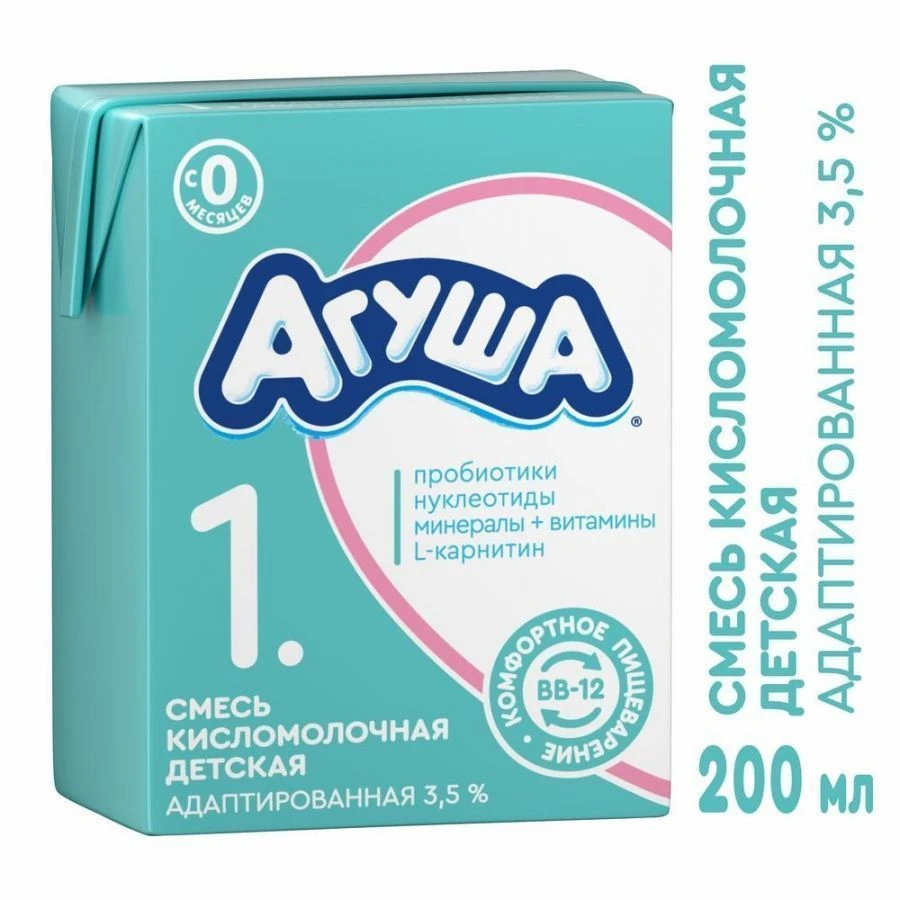 Adapted fermented milk formula "Agusha-1" 3.5% fat, 204g