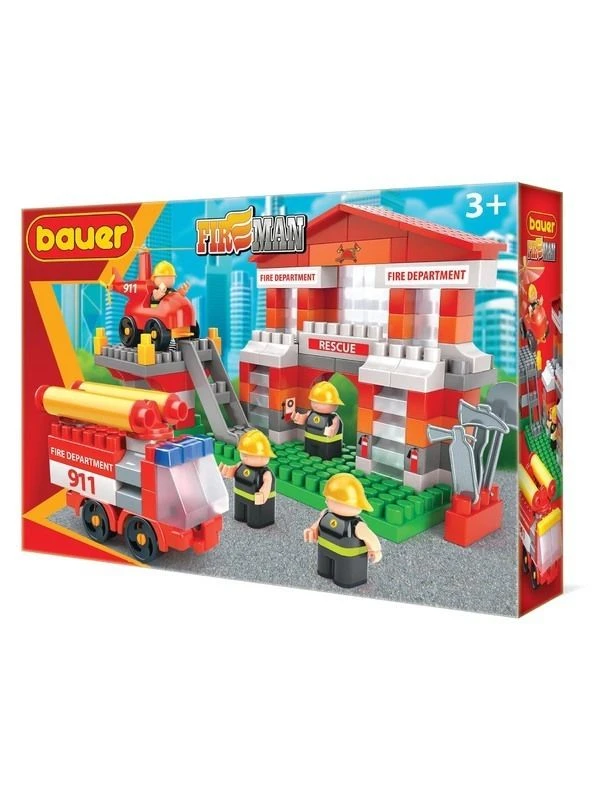 Firefighter Themed Building Block Set - Bauer Series, 164 Pieces, Art. 742