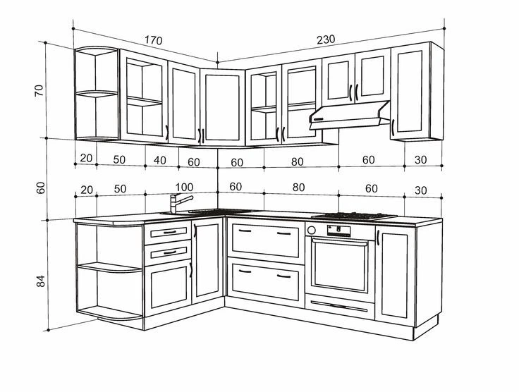 Modular Kitchen Model No. 12 with Adjustable Cabinets