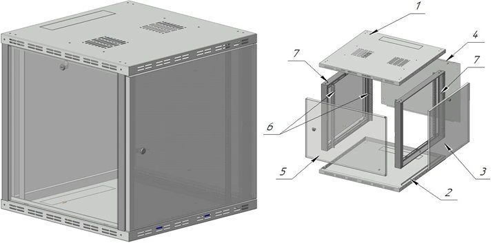 خزانة الاتصالات المثبتة على الحائط 12U - SHC-S-12U-600x600x600-MG