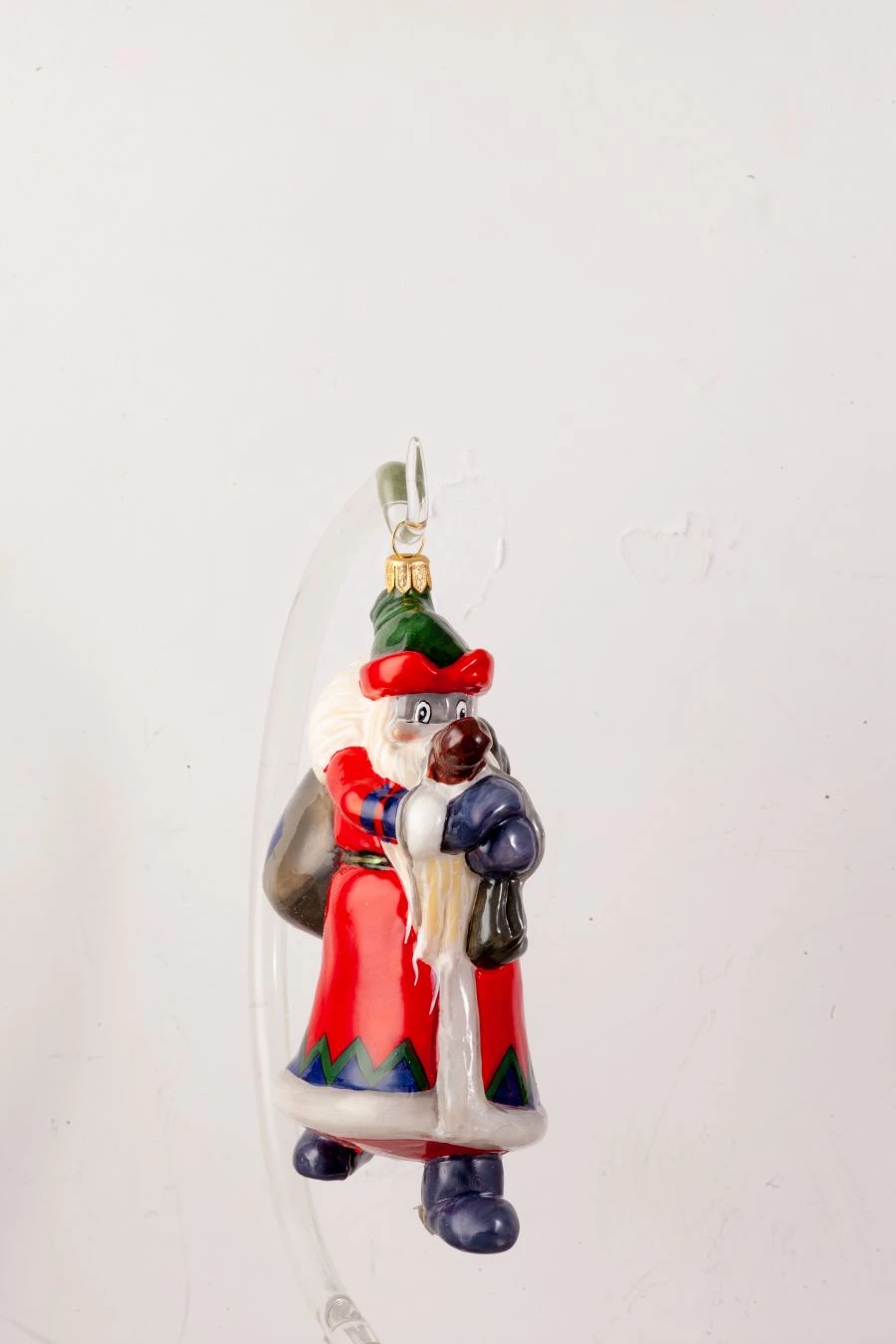 Handcrafted Glass Christmas Ornament "Wolf with Bag