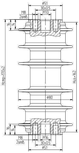 Polymer Insulator OCK 8-20-B01-2 UHL2 (T2) for Electrical Applications
