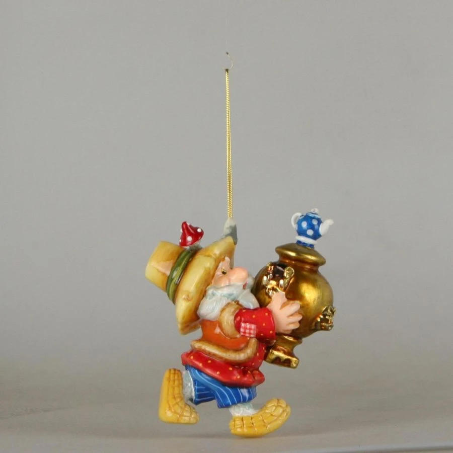 زينة عيد الميلاد الزجاجية اليدوية "الجد مع الساموفار