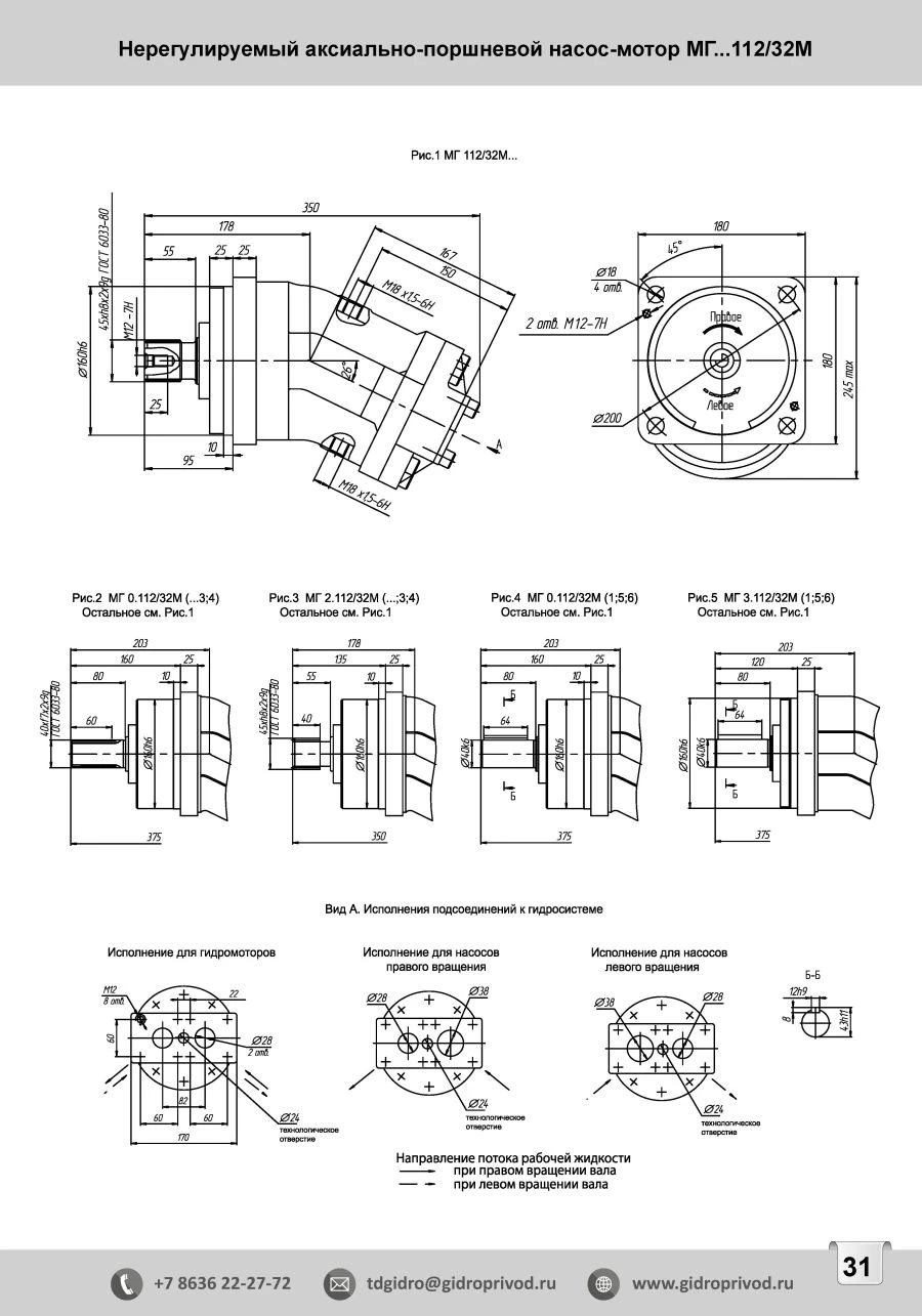 Axial-piston hydraulic pumps not regulated with inclined block type MG0.112/32M.3