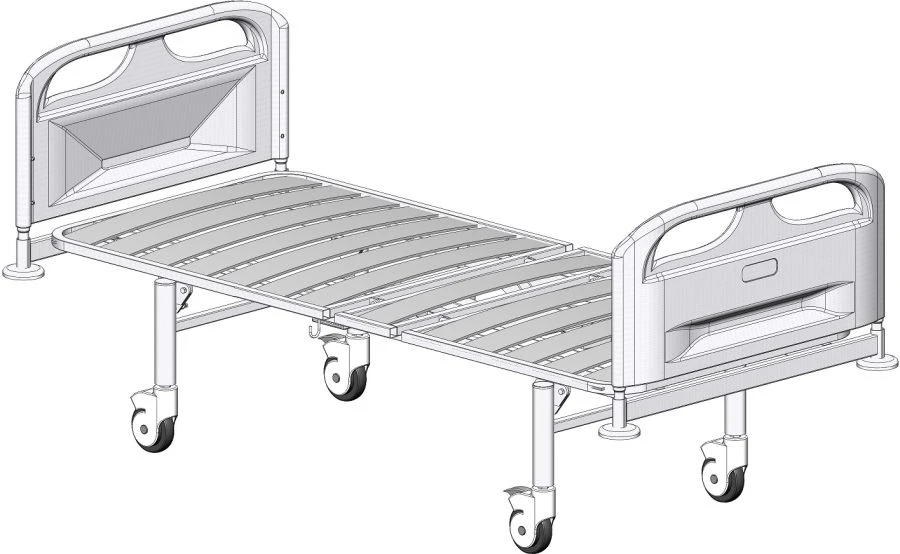Functional Hospital Bed with Wheels, Plastic Backrests, KФ2-01-«МСК» (МСК-3102ЭЛ)