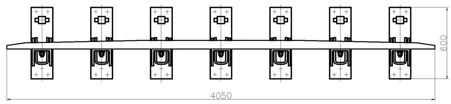 SP850 Profile Counter Rail with Full Set of Pads and Fasteners for SP Type R50 M. 1/11 Pr. 2642, Project MP380.00