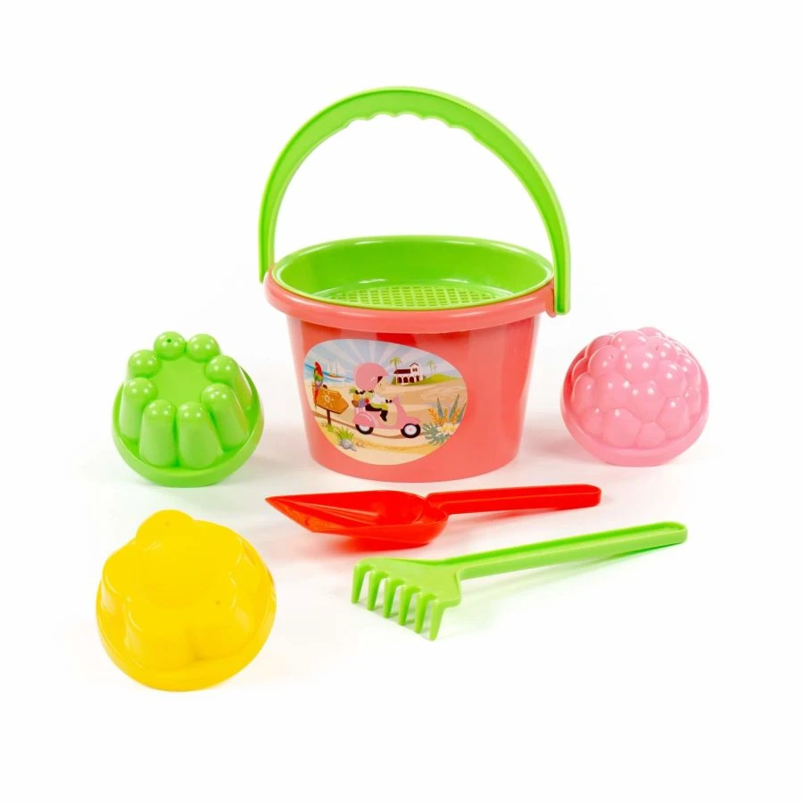 Complete Sand Play Set with Bucket, Sifter, Molds, Spatula, and Rake