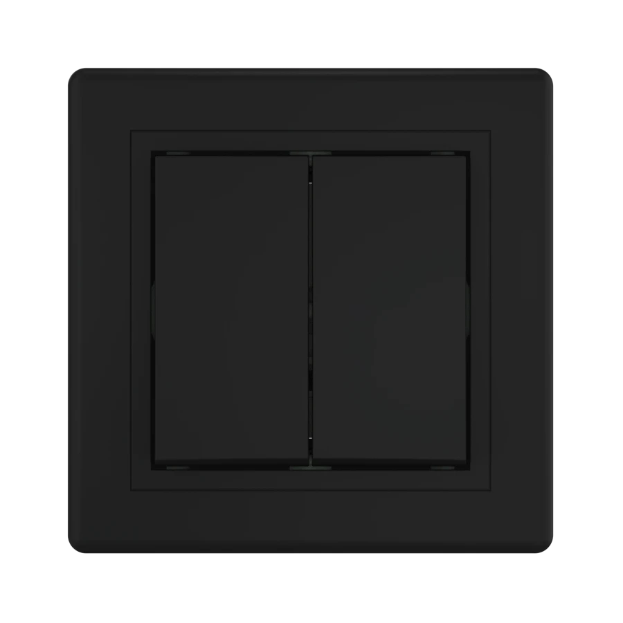 CADUCEUS ALING PRESTIGE 10A Double Switch, Black Soft Touch, Model 606.E1E1E1