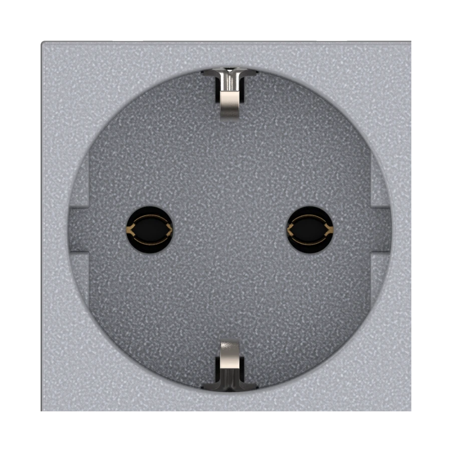 Caduceus Aling Hide Modular Socket with Grounding 16A 250V, Horizontal Layout, Silver