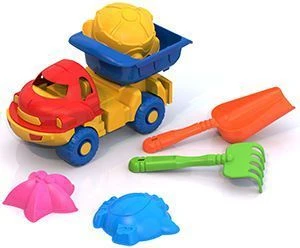 مجموعة اللعب الرملية الأساسية رقم 26 مع شاحنة تفريغ، مجارف وقوالب بحرية