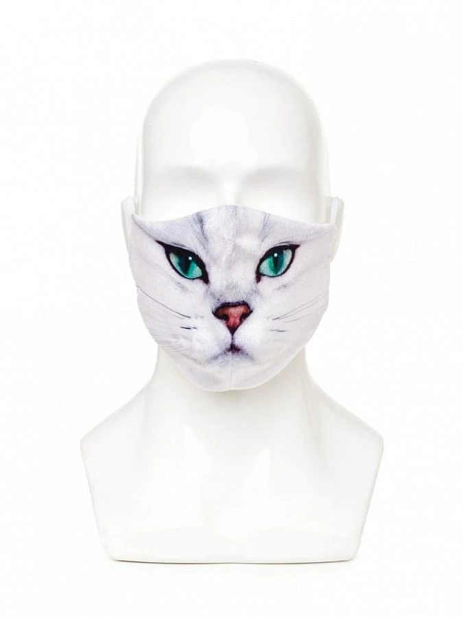 Colored Cat Face Hygiene Mask - White L
