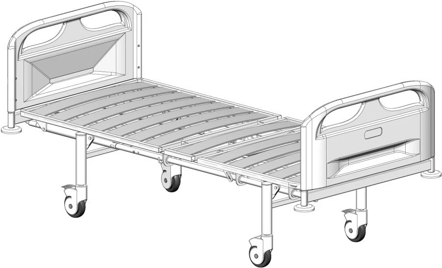 Functional Hospital Bed on Wheels with Plastic Backrests - KФ2-01-«МСК» (МСК-3102Л)