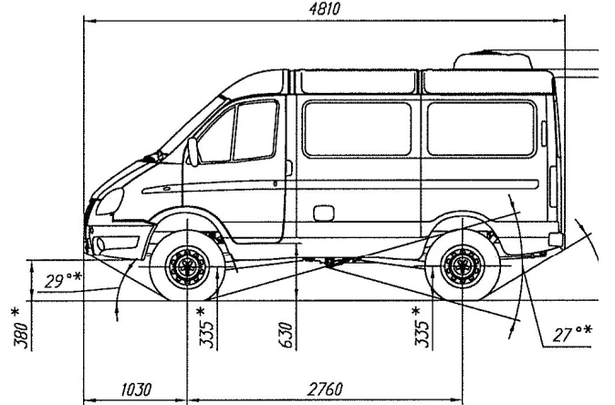 2-Axle All-Wheel Drive Chassis Modification 221717 with Gasoline Engine