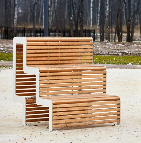 منصة معدنية مطلية بالبودرة مع درجات خشبية، موديل A1061