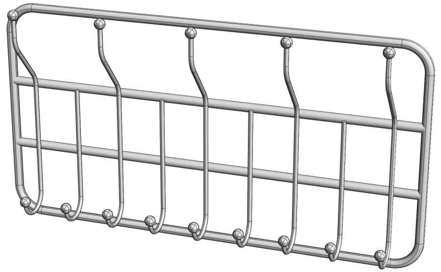 Wall-Mounted Coat Rack with 5 Hooks and 9 Upper Garment Hooks - Model VN-2