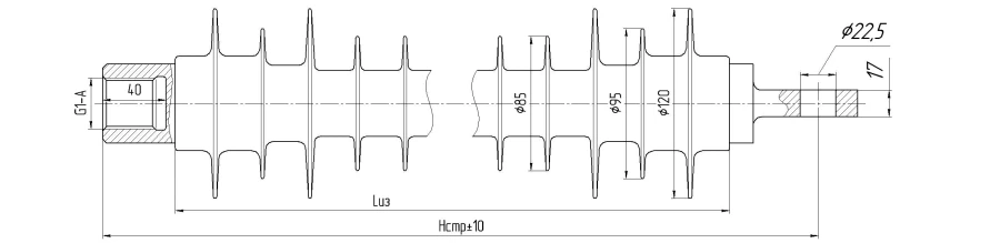 Insulating Fixed Rod with Ribbed Silicone Rubber Shell FSPKr 70-25/1.5-K