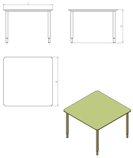 طاولة أطفال مربعة قابلة للتعديل في الارتفاع - DCT.SQ.A