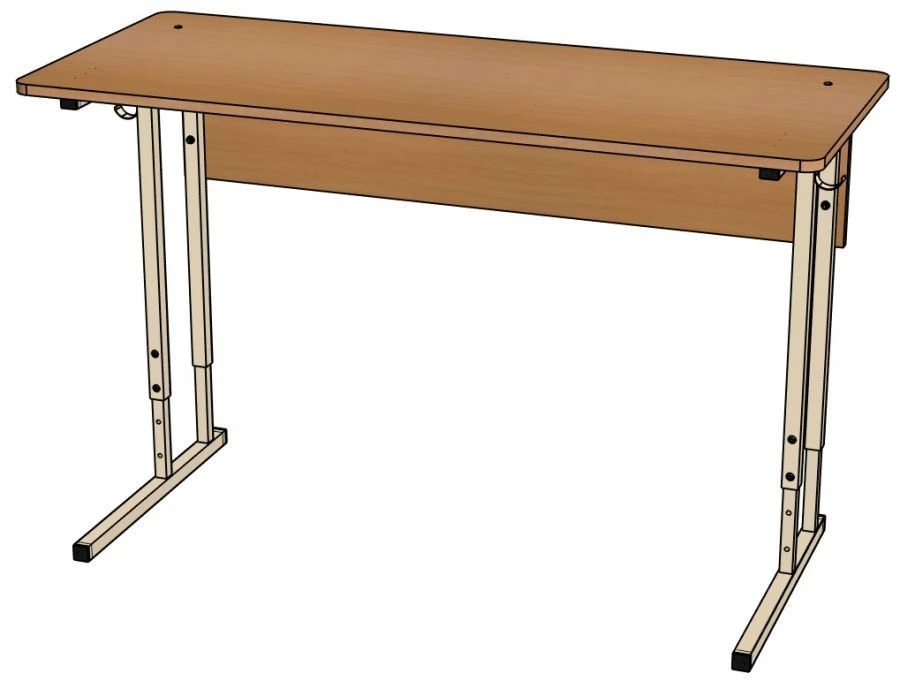 Two-Seat School Desk with Height Adjustment, Rounded Corners - SU18