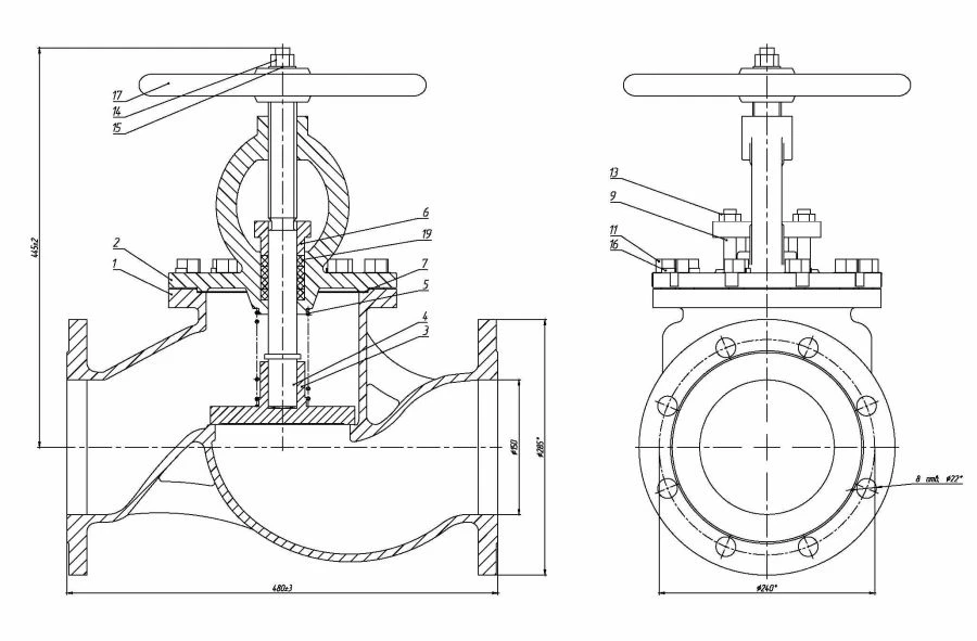 صمام إيقاف غير قابل للرجوع DN 150 بفلانج PN 16 سلسلة 458 (KMIА.491925.005)