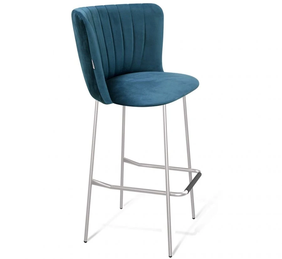 Bar Stool with Microvelvet Upholstery - Model SHT-ST36-1/S29