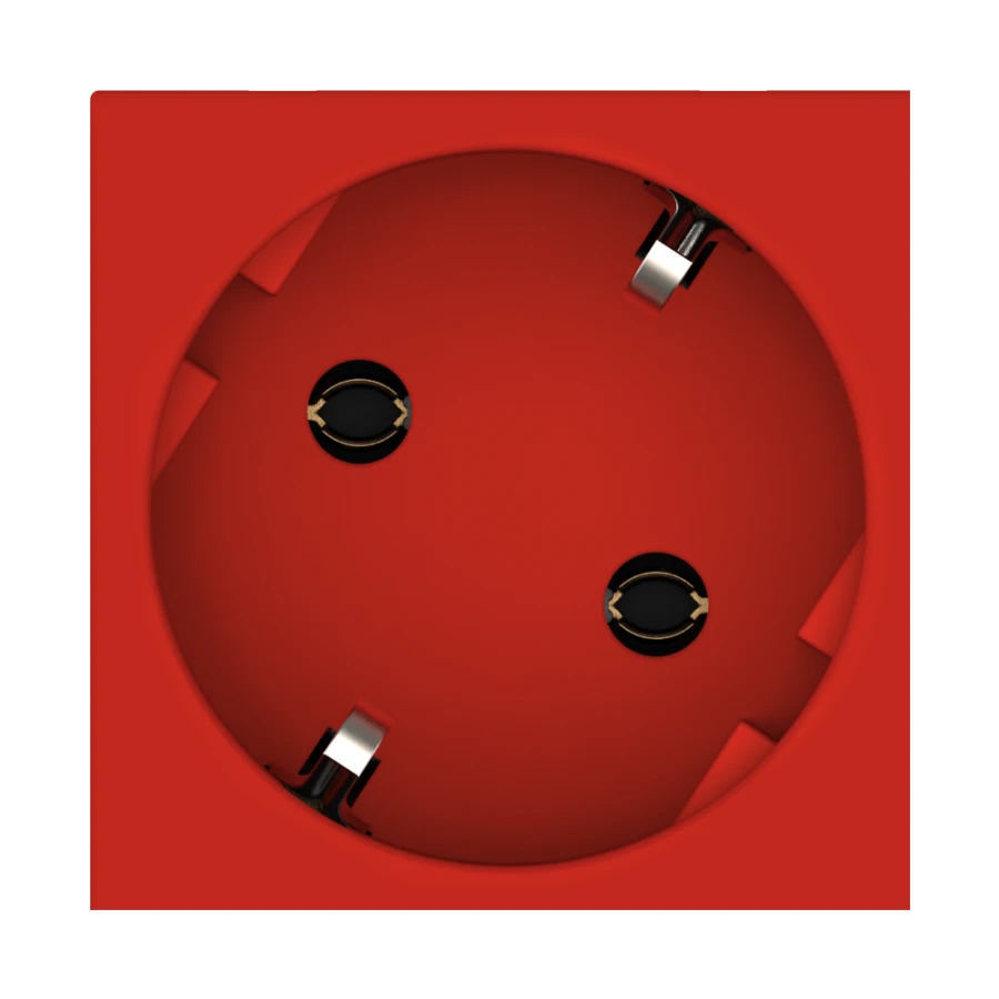 Caduceus Aling Hide Modular Socket with Grounding 45x45, 16A, 250V~, Red, 45-Degree Angle