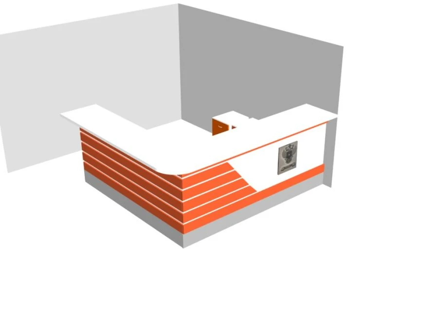 مكتب استقبال - تصميم زاوي، بعرض 3000 مم