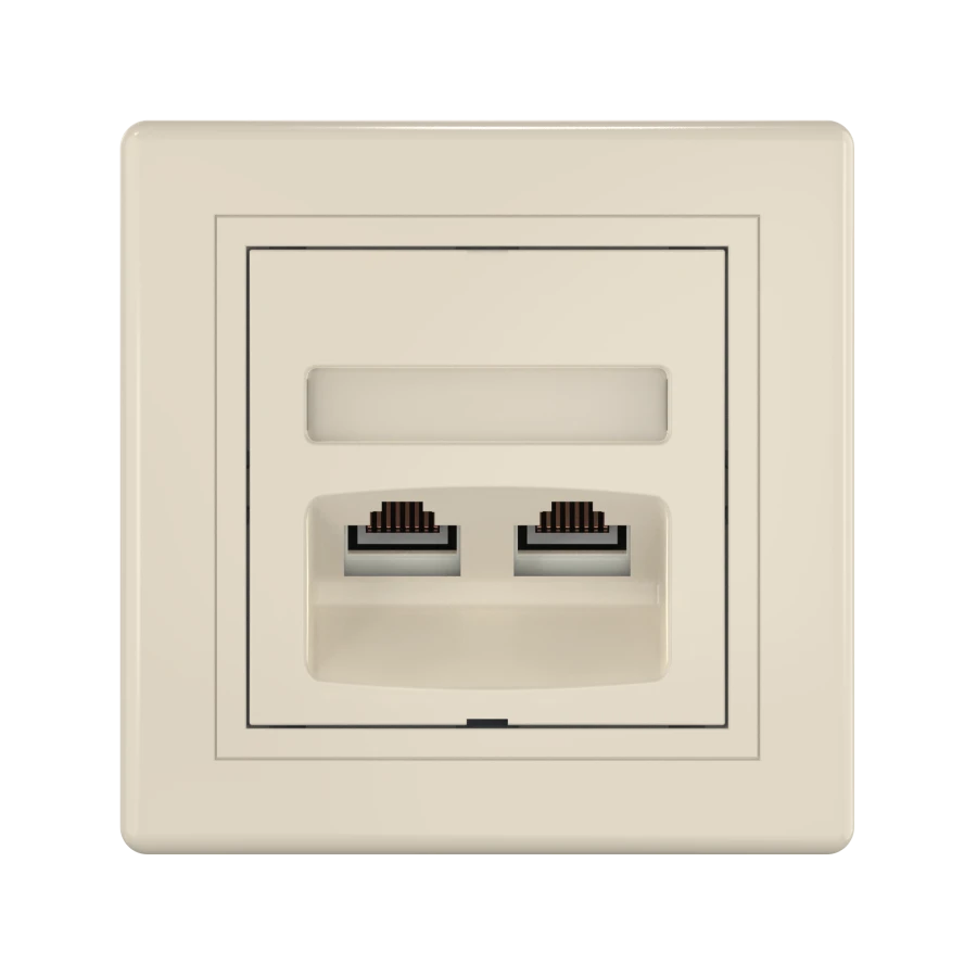 CADUCEUS ALING PRESTIGE Dual Computer Socket with Keystone RJ45 Modules, Beige, Art. 614.999