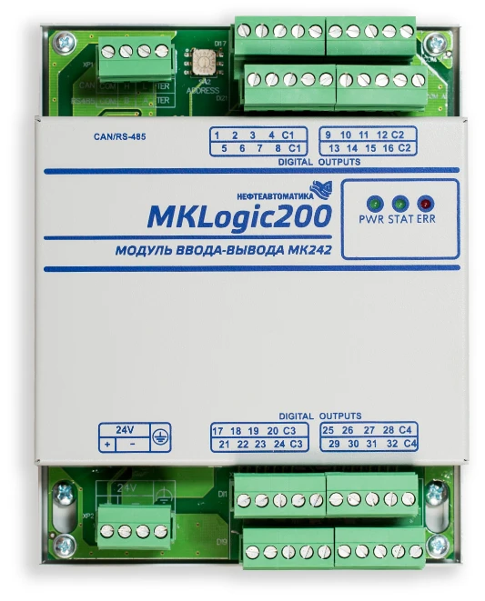 وحدة التحكم المنطقية القابلة للبرمجة MKLogic200® مع وحدة الإدخال/الإخراج MK242