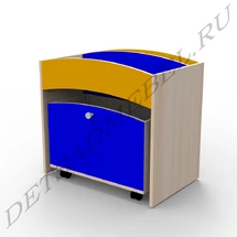 Open Shelving Unit for Sports Equipment with Rolling Drawer
