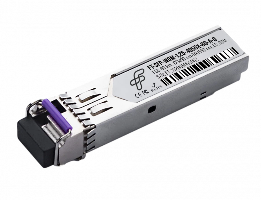 Optical Transceiver SFP for WDM, 1.25 Gbps, 160 km, FT-SFP-WDM-1.25-4955X-160-A-D