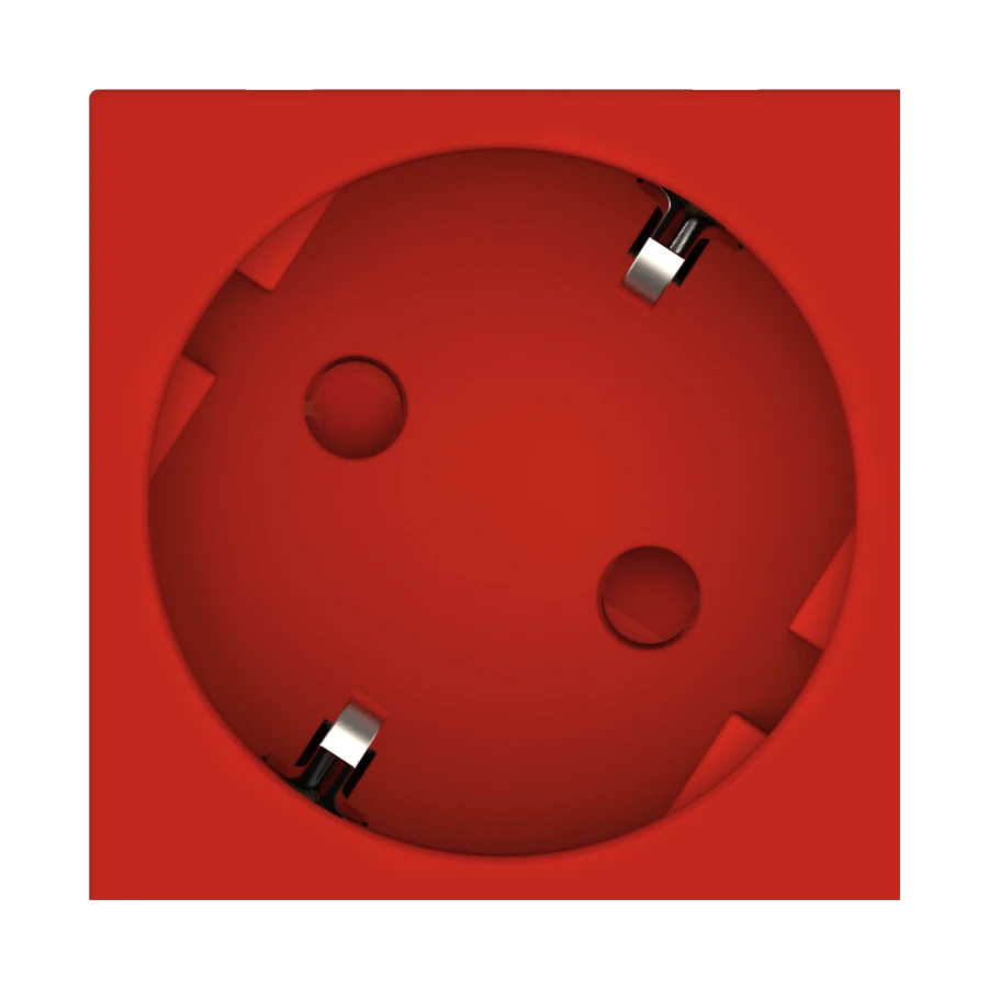 Caduceus Aling Hide Modular Power Socket with Grounding, 16A, 250V, Red, 45° Angle, Model 2341.4