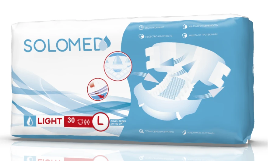 Adult Disposable Diapers "Light" Size L, 30 Pieces