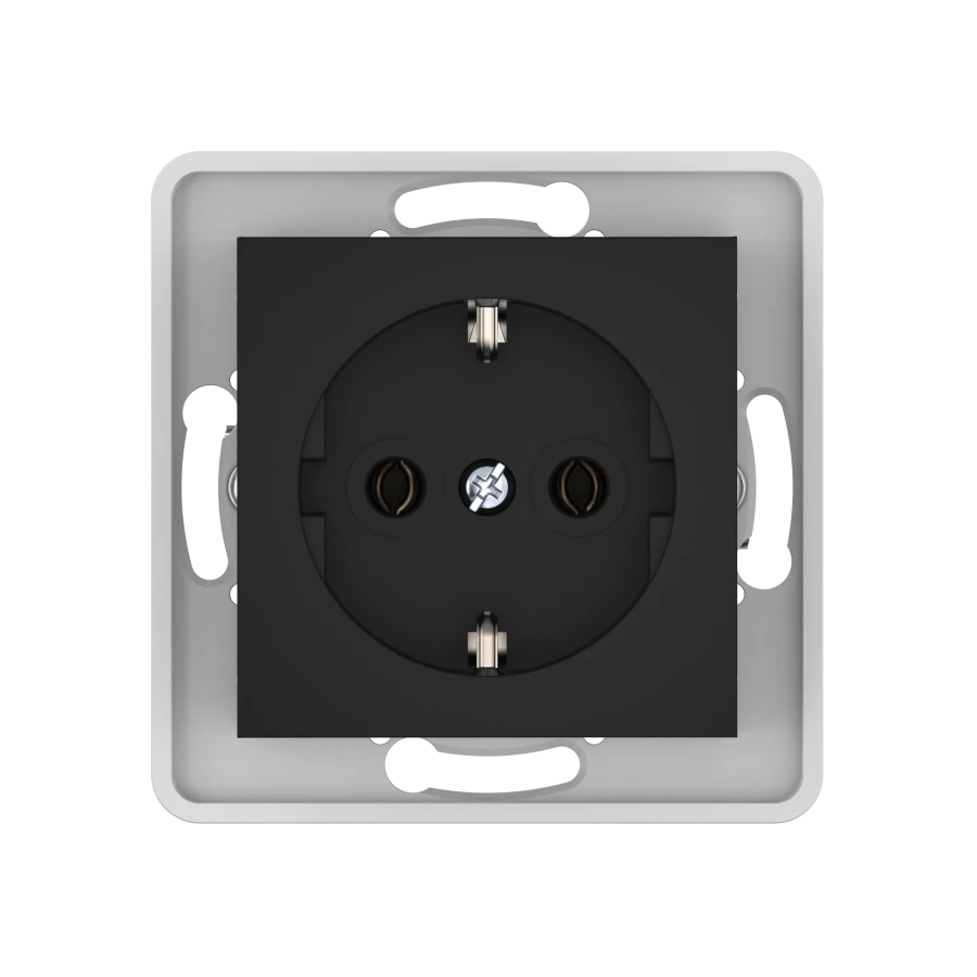 Caduceus Aling Prestige Hidden Installation Socket with Grounding 16A, 250V, Black (Soft Touch)