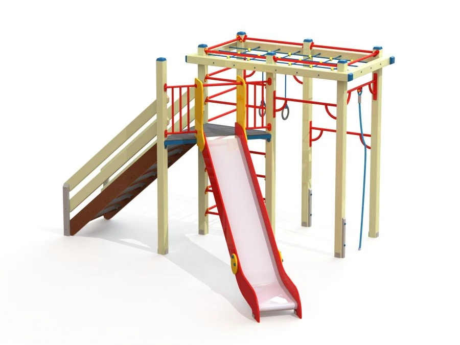Children's Play Complex with Triangle Tower and Gymnastics Equipment DIC 1.23