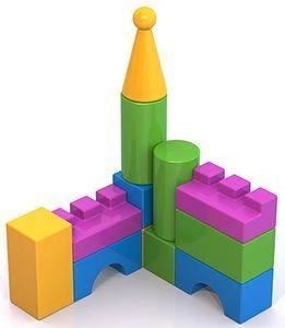 Colorful Lightweight Plastic Building Blocks - 12 in Mesh