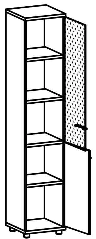 Narrow Document Cabinet with Glass Door 8116 "Galant