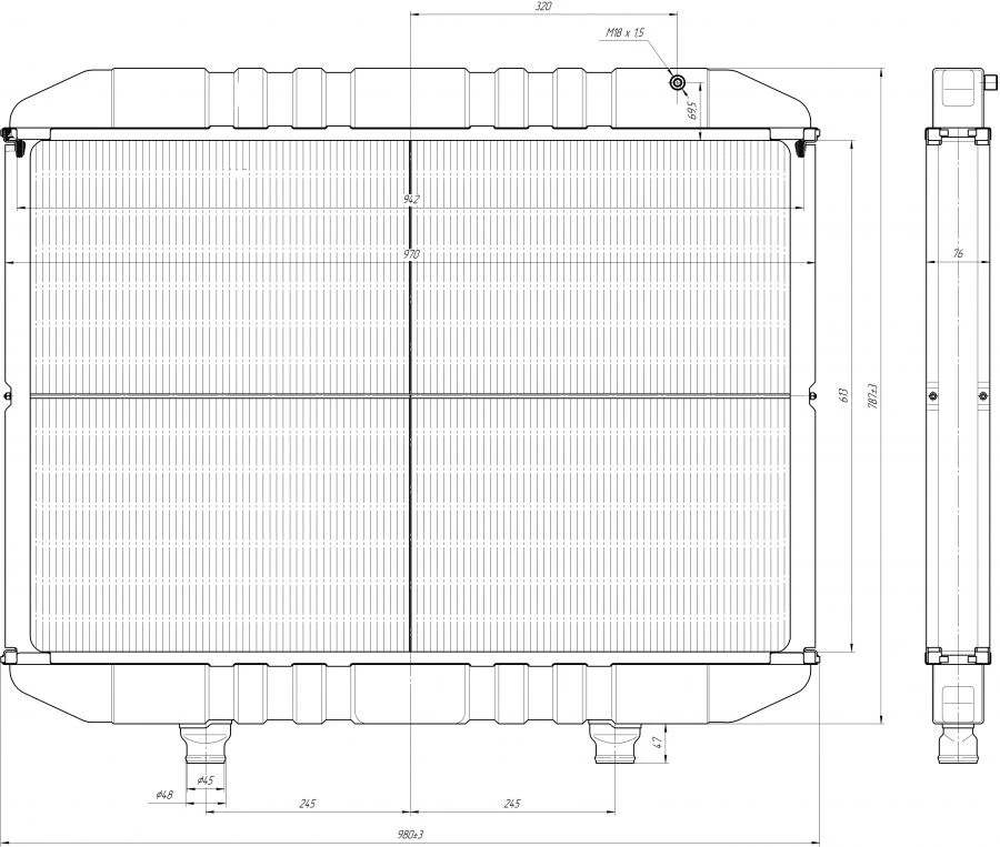 Water Radiator for Internal Combustion Engine 100.02.410-32