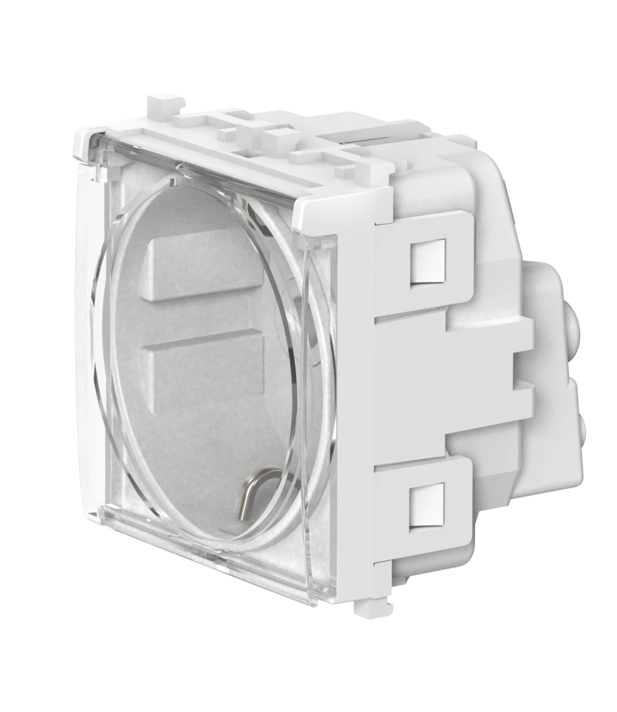 Antibacterial Hidden Socket with Grounding, 10A, 250V, White, A74153.0