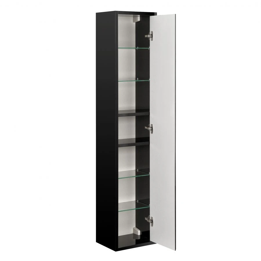 Rimini Black Gloss Wall-Mounted Column Cabinet